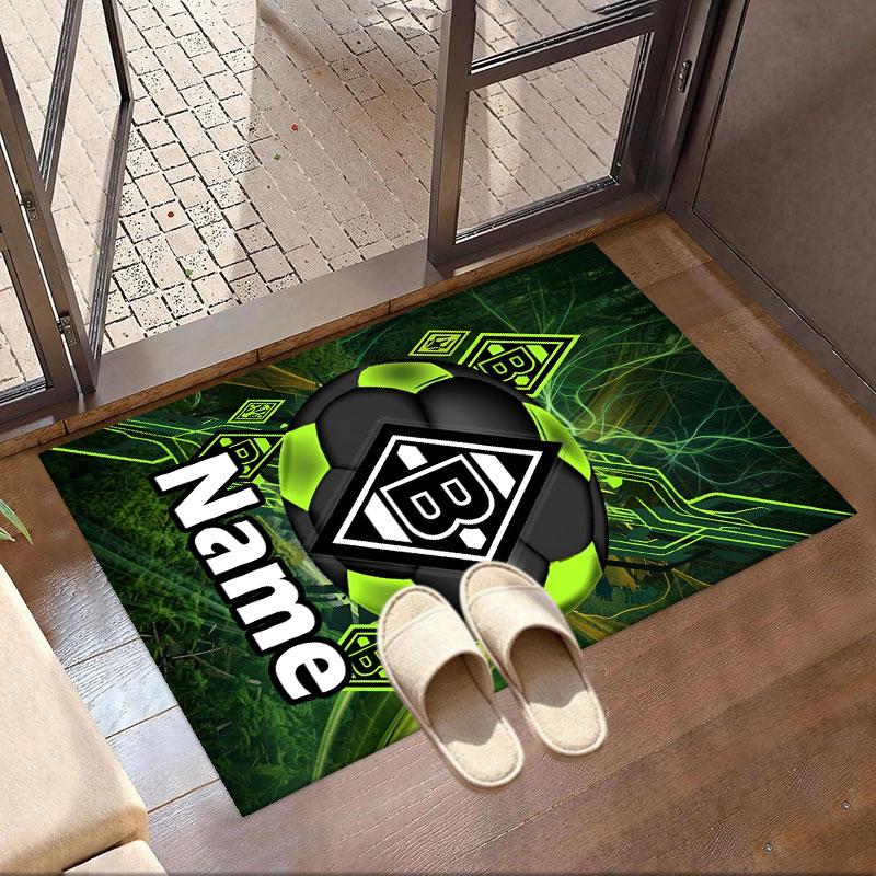Custom Name Personalized Borussia Monchengladbach Print Carpet, Versatile Home Decor Rug, for Playroom, Apartment, Balcony, Entryway, Hallway Gift