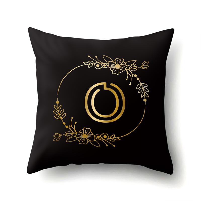 Полиэстеровая наволочка Черный Золотой Цветок Домашнее Украшение Принт Наволочка 26 Английская Буква Наволочка