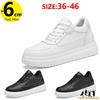 Man Lift Sneakers Men Booster Shoes White Elevator Height Increase Insole 6cm Plus Size 37-46