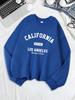 California Los Angeles Est 1776 Prints Sweatshirts Women Crewneck Basics Hoodies Loose Fleece Warm Tops Winter Womans Clothes