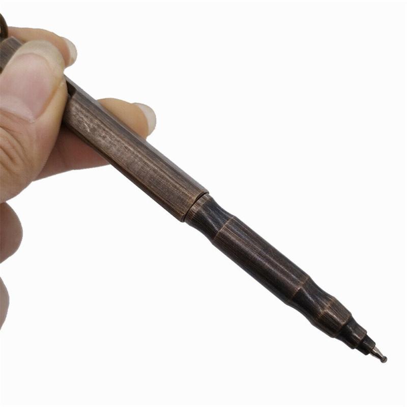 Портативная твердая латунная ручка с болтом и кольцом квадратной формы в стиле ретро, карманная деловая подпись