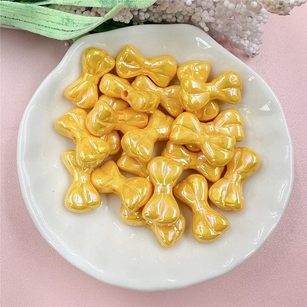 Креативные ослепительные акриловые маленькие бусины в виде банта, материал для самостоятельного изготовления бисера, подвеска, мода для браслета, 20 шт., брелок для изготовления ожерелья, 9,7*17,9 мм