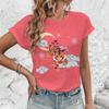 Милый и милый топ с принтом животных, короткий рукав, модная и энергичная уличная футболка, новый продукт, простая повседневная женская одежда