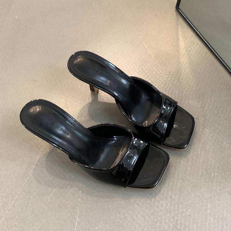 Мода Мода Квадратный Носок Женские 7см Каблуки Туфли-Лодочки Новинка Весна Лето Женская Обувь Слипоны Женские Туфли на Высоком Каблуке Слайды