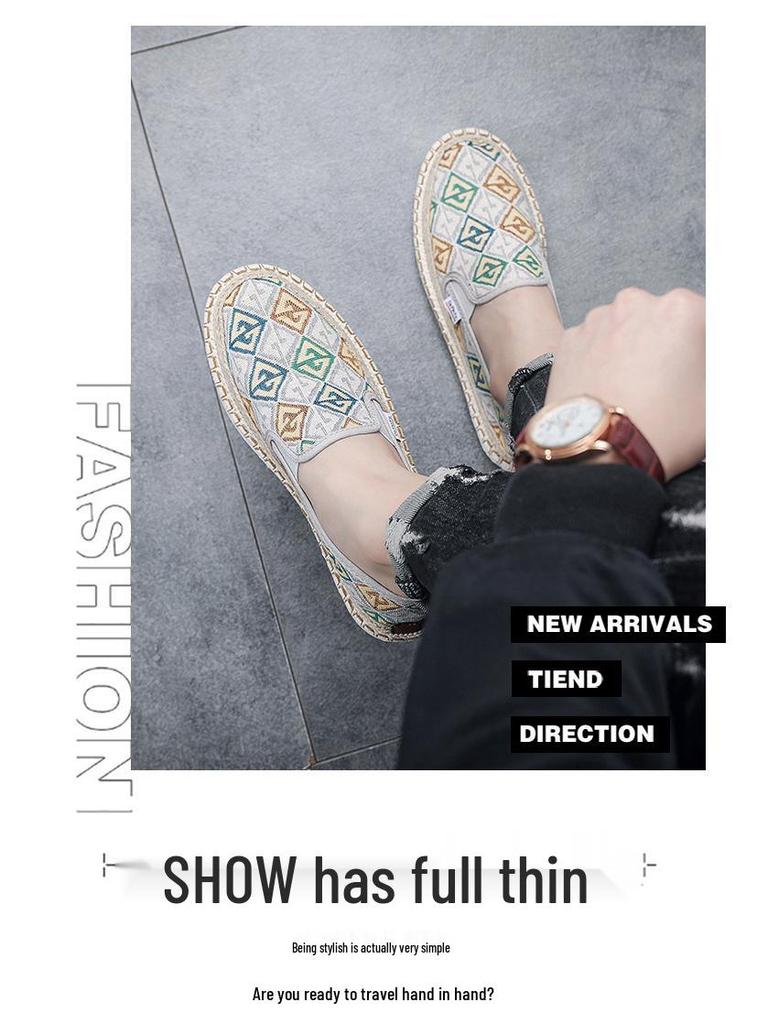 Мужские летние льняные слипоны 2025 года: Модный, дышащий стиль рыбака из старого Пекина