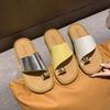Premium Sense Metal Buckle Cover Toe Slippers Women's 2025 Summer New Niche Flat-bottomed Toe Sandals Soft-soled Beach Sandals