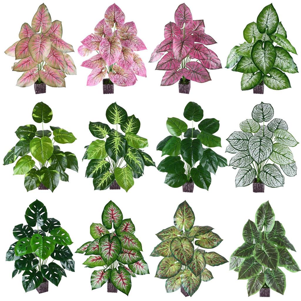 Artificial Green Plant Arrangement with 18 Leaves for Scenic Décor in Hotels and Malls