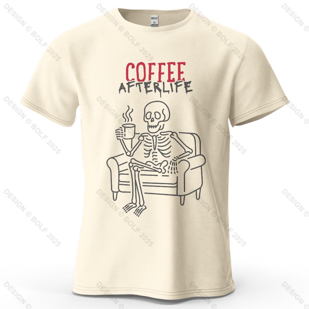 Coffee Afterlife Humorous Printed Unisexs Tshirt 100 Cotton Oversized Relaxed Graphic Tees For Unisex Tops Tees Casual Streetwear
