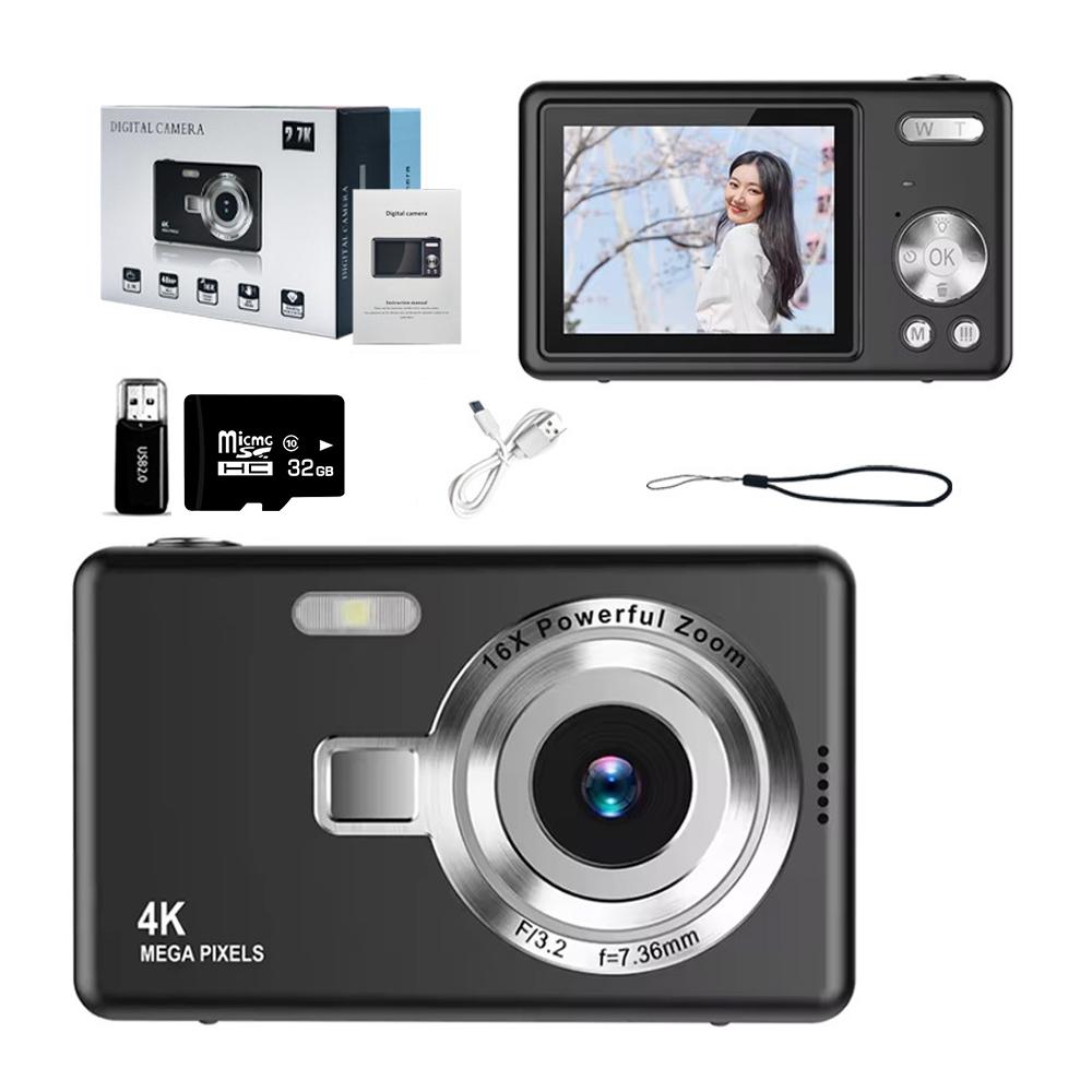 Цифровая камера 4K HD 1080P, 96-мегапиксельная камера для видеоблогов с автофокусом, 16-кратным зумом, видеокамера с 2,4-дюймовым IPS-экраном для фото- и видеосъемки