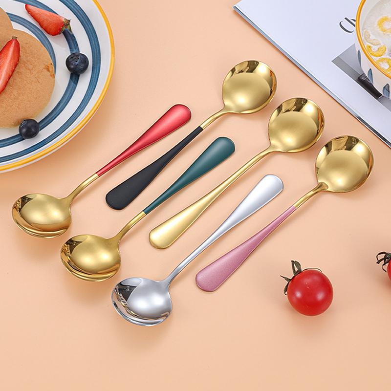 Household Stainless Steel Korean Spoon Household Kitchen Spoon Capacity Gold Silver Mirror Polished Cutlery Coffee Cutlery