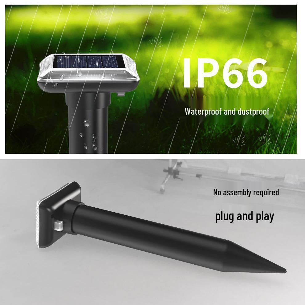Solar-Powered Outdoor Rodent & Snake Repeller with Beeping Sound - Waterproof, Ground-Inserted Design