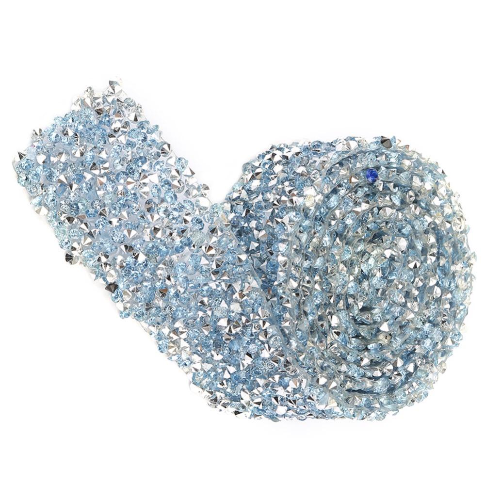 1pcs 1 Yard Length Crystal Rhinestone Ribbon 30mm Width Sparkle Crystal Rhinestone Mesh Ribbon Self-Adhesive Ribbon