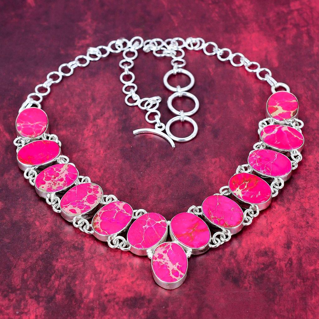 Ожерелье из розового морского осадка из цельного серебра 925 пробы с регулируемой цепочкой, ювелирное ожерелье ручной работы с драгоценными камнями на День памяти
