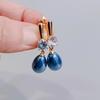 New Trendy Blue Drop Shape Imitation Pearl Drop Earrings for Women Fashion Zircon Earring Jewelry Party Accessories