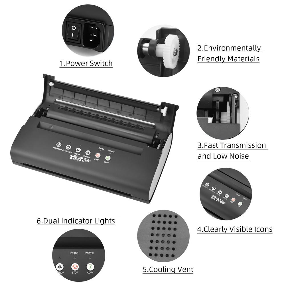 ATOMUS Tattoo Stencil Transfer Printer Machine with 30pcs Tattoo Transfer Paper Thermal Stencil