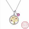 925 Sterling Silver Tree Of Life Round Pendant Necklaces Crystal Women Fine Jewelry Collares De Prata Gift