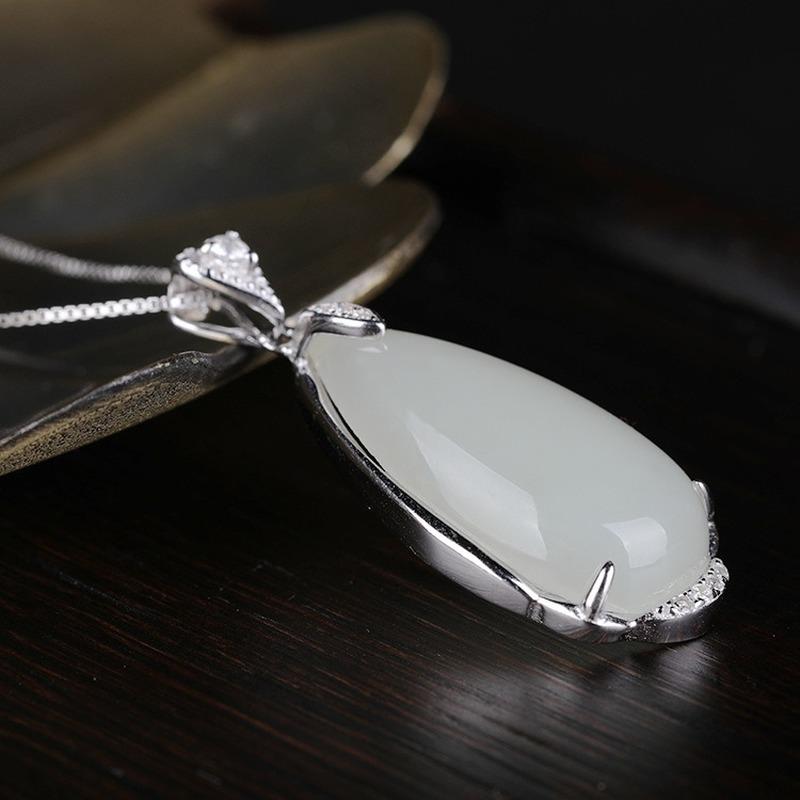 Танциз Стерлингового Серебра 925 Классическое Женское Нефритовое Ожерелье Кулон Циркон Модный Подарок