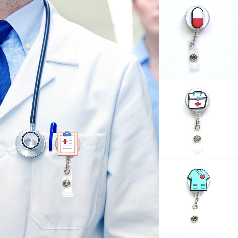 Medical Treatment Badge Reel Clip Retractable Keychain Doctor Nurse Clip ID Card Badge Holder