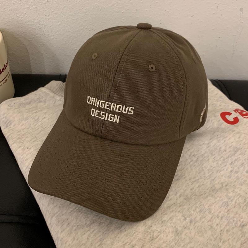 Big brim cap Baseball cap Women's spring and summer versatile embroidery shows small face Wide curved brim cap Men's tide