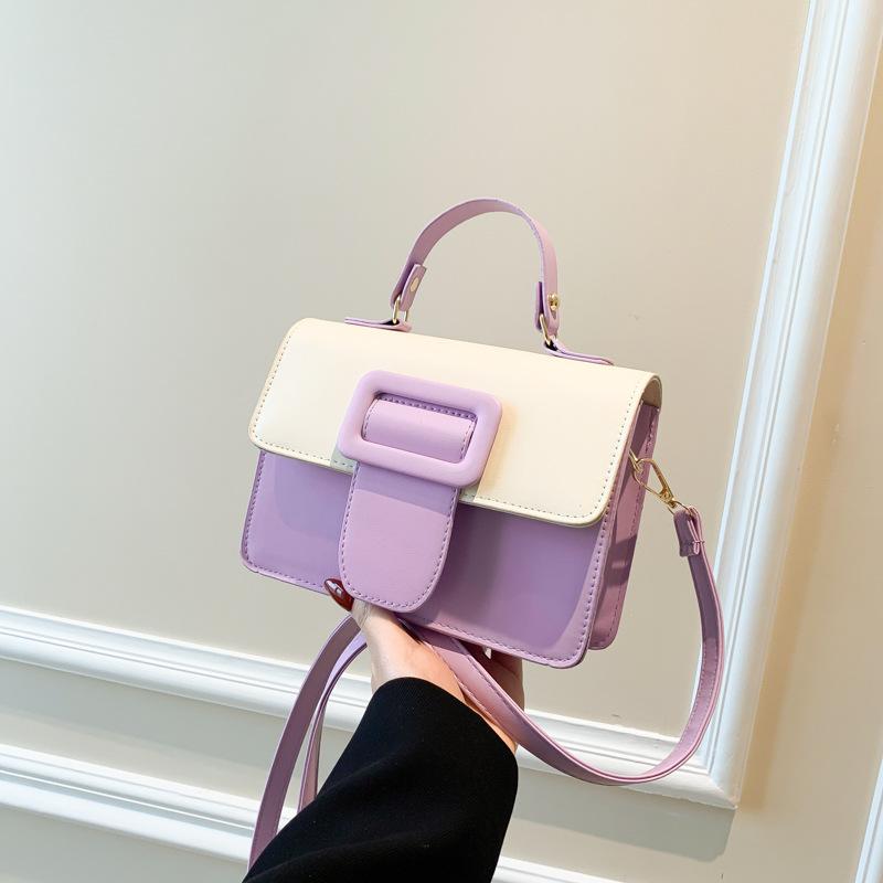 Contrasting Color Fashion Handbag Spring Versatile Foreign Style Shoulder Messenger Bag Small Square Bag Women