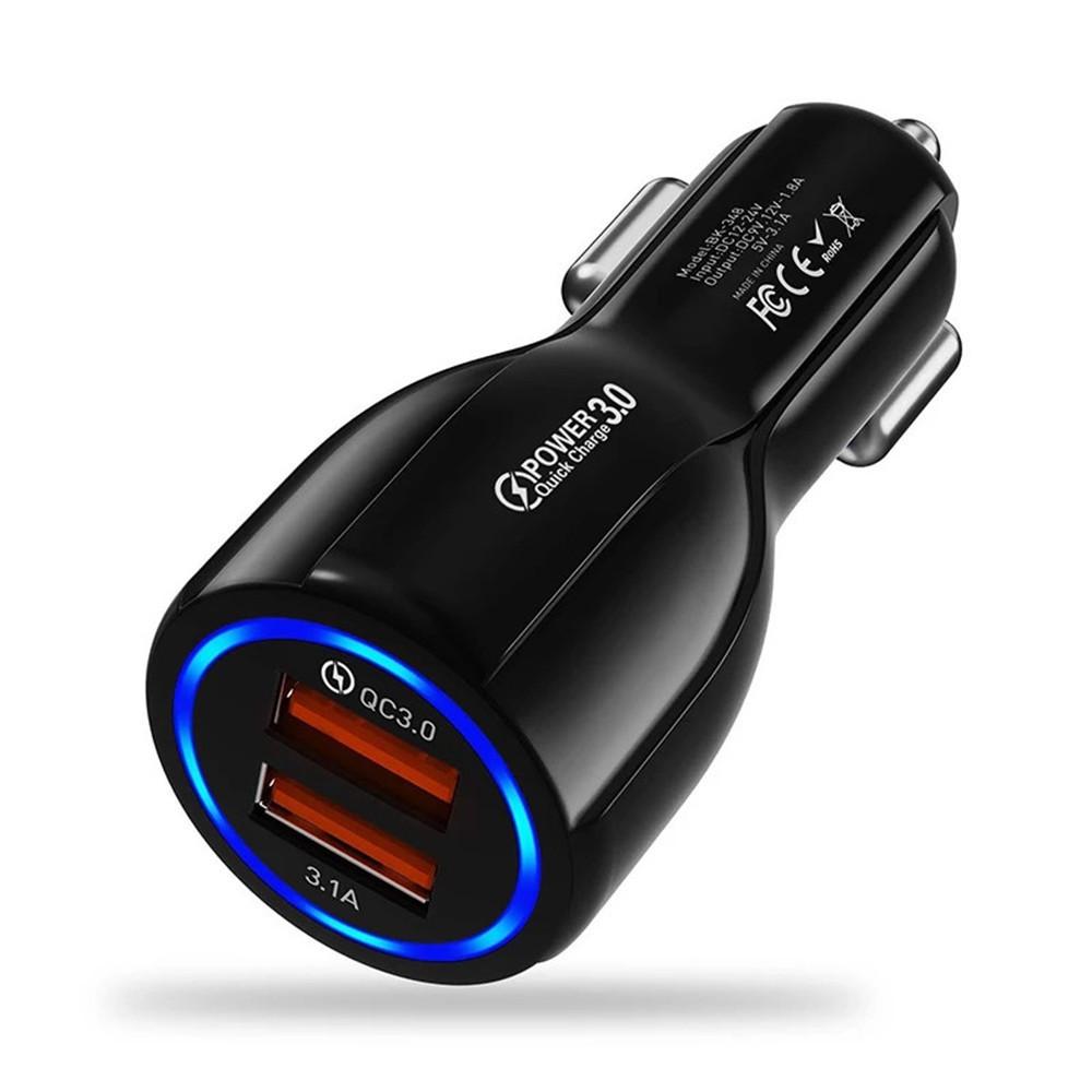 6A Dual USB QC3.0 Fast Charging Car Phone Charger with Dual Ports