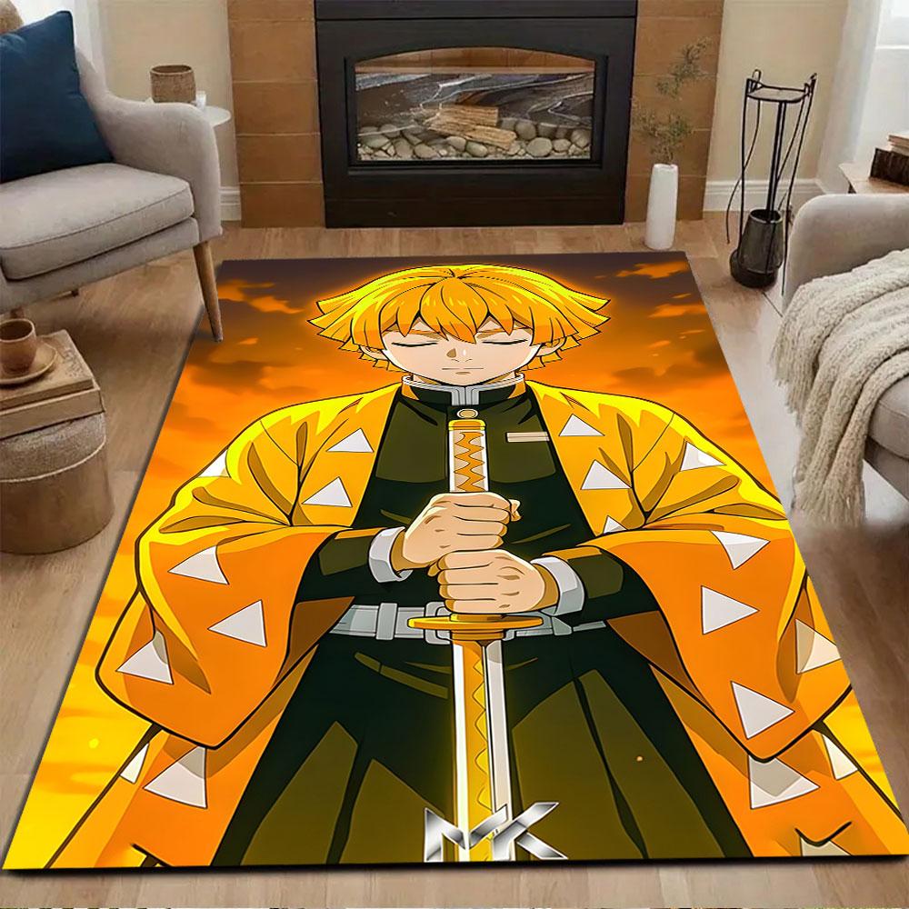 Yellow Haired Warrior with Sword Patterned carpet, non slip mat suitable for living room and bedroom sofas