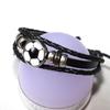 Fashionable football bracelet, fan leather bangle, trendy punk retro beaded leather bracelet jewelry