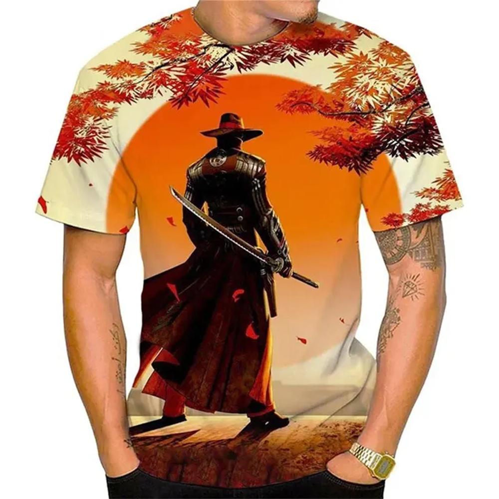 3D Printed Japan Samurai T Shirt For Men Personality Pattern T-Shirts Summer Fashion O-Neck Street Loose Tops Short Sleeve Tees