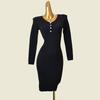 Spring New Arrival K-style Long Sleeves Bodycon Dress Slim Fit V Neck Base Knitting Dress Women