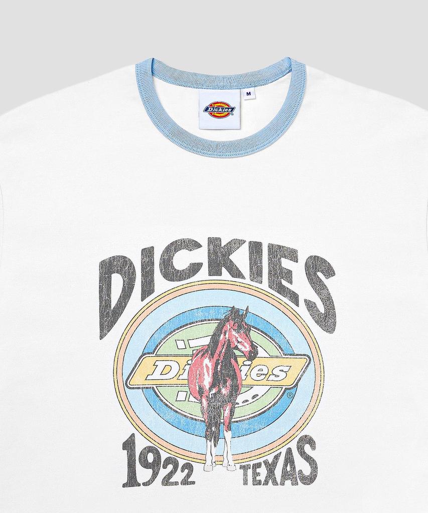 DICKIES Texas Horse Ringer T-Shirt White/Sky Blue