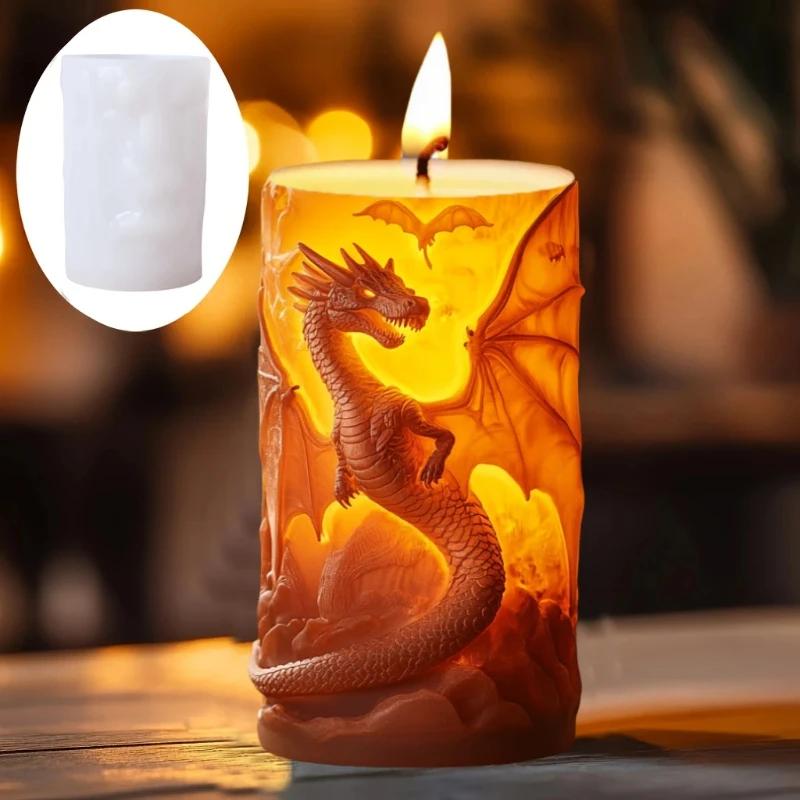 Top Quality Dinosaur Wings Relief Cylindrical Candle Silicone Mold Unfolded Wings Resin Mould Dragon Relief Gypsum Molds