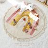 Nordic Faux Velvet Round Rugs Kids Room Tassel Carpet Living Room Foldable Washable Baby Playing Crawling Floor Mat Rainbow Rugs