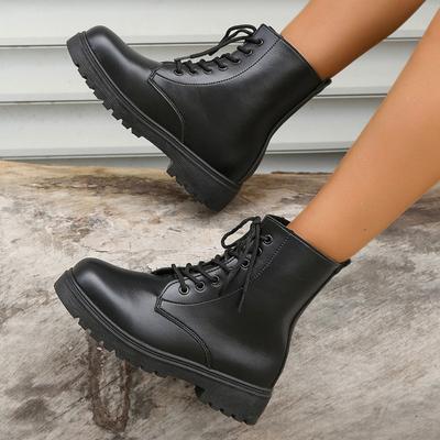 Зимняя обувь для женщин, женские ботильоны со шнуровкой спереди, женские туфли на квадратном каблуке, повседневные женские ботинки на низком каблуке