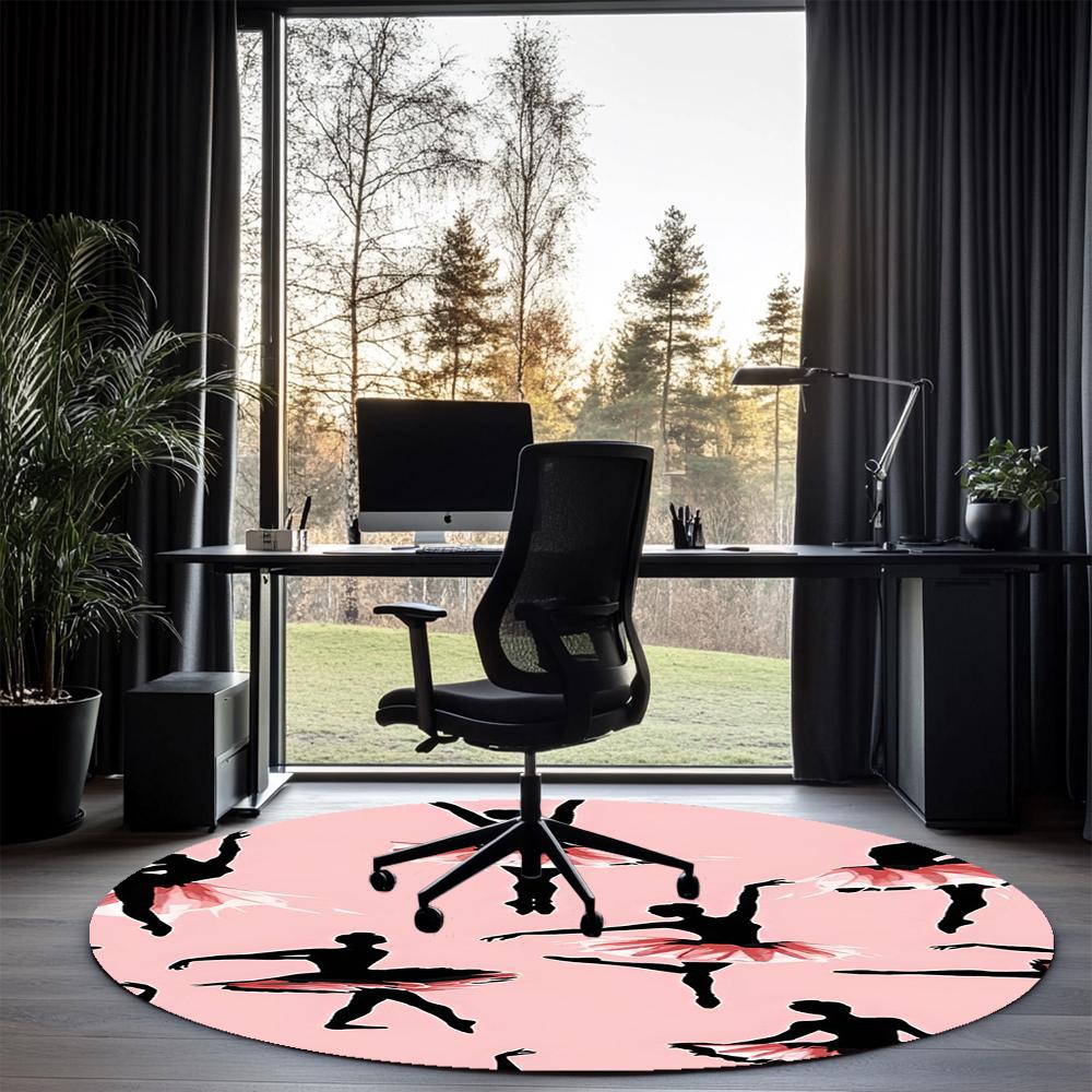ballet Printed Round Rug Carpet Chair Rug Area Rug Entryway Doormats,for Office Chair Living Room Bedroom Kitchen Room.