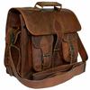 Brown Men's Goat Leather Vintage Laptop Shoulder Handmade Briefcase Bag Satchel