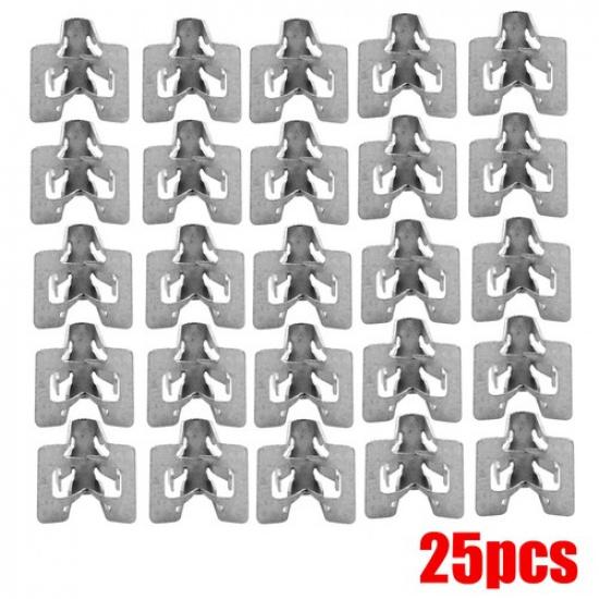 25x Metal Car Dash Panel Retainer Trim Fastener Clip 1/2" X 5/8" Silver Moulding