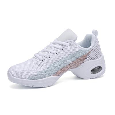 Модные новые женские танцевальные туфли с дышащей сетчатой поверхностью, модные черные туфли с мягкой подошвой, повседневные спортивные туфли для женщин, весна-лето, на шнуровке