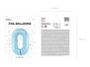Foil Balloon Number 0, 86cm, Light Blue