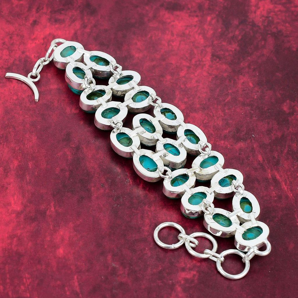 Santa Rosa Turquoise Gemstone Jewelry, Handmade 925 Solid Sterling Silver Jewelry Necklace & Bracelet, Gorgeous Jewelry Set For Her