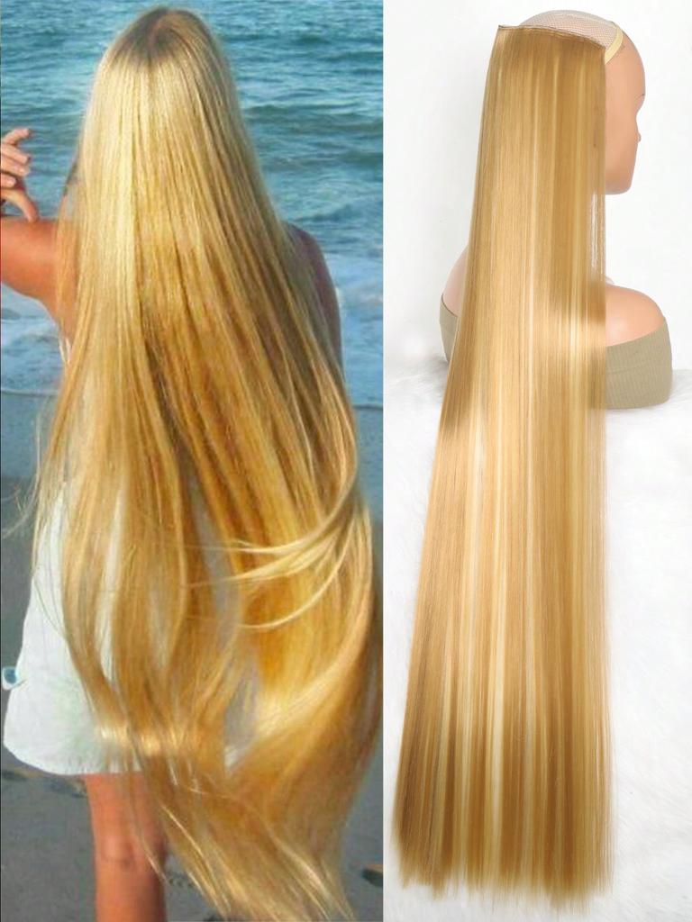 Aosiwig Синтетические супер длинные прямые волосы 100 см на 5 клипсах для наращивания натуральных волос, черные, блондовые, искусственные накладные волосы для женщин