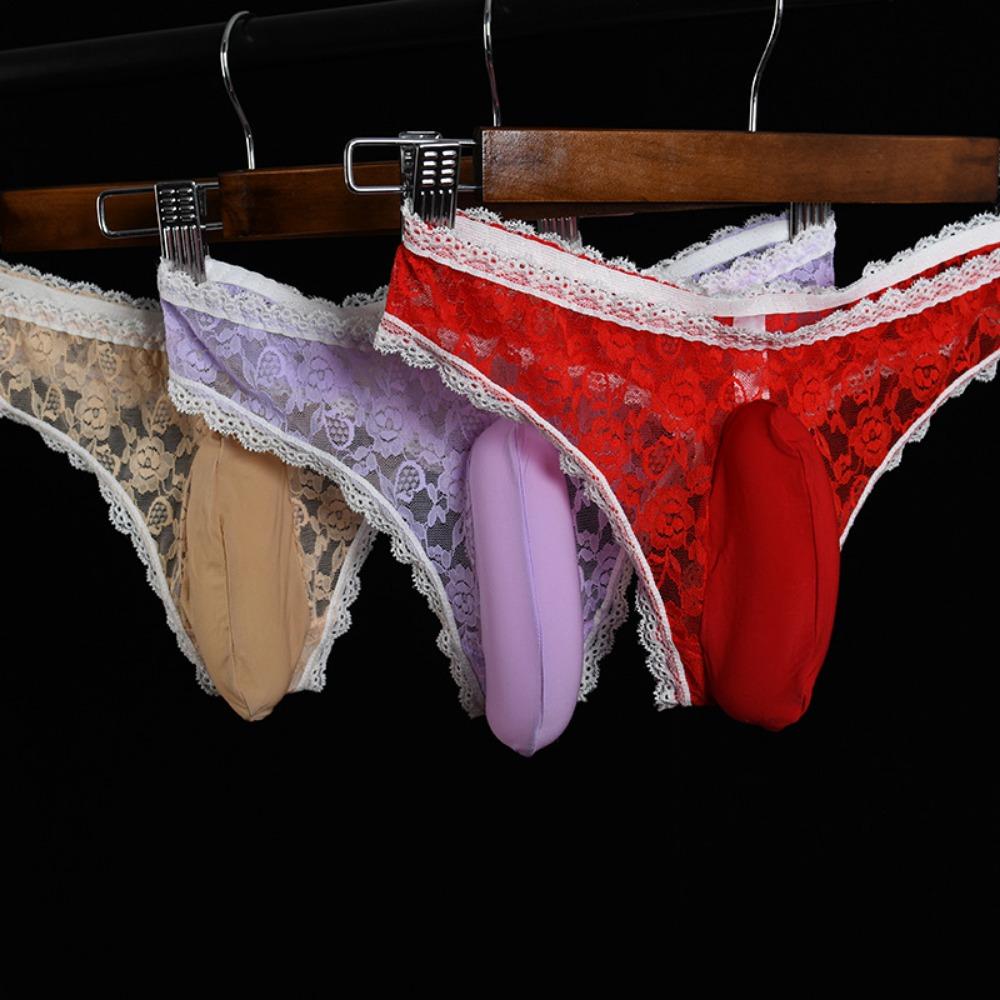 Qinghe Мужское нижнее белье Вертикальная сумка Яйцо Сексуальная Любовь Женский кружевной комплект Jj Трусы Парное нижнее белье Чулки Шорты