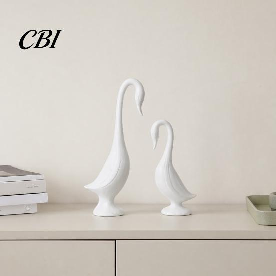 Creative Home Accent 2Pcs 3D Printed Swan Figurine, Artistic Sculpture with Stable Base, Decorative Showcase Decoration Double Ornaments, Minimalist