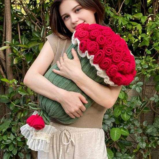 Подушка-букет роз 2-в-1 Декоративная вязаная подушка-плед Машинная стирка Подушка-букет для дивана, софы, кровати День святого Валентина, годовщина