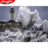 5d Diamond Embroidery Landscape Full Round Diamond Painting Lighthouse Cross Stitch