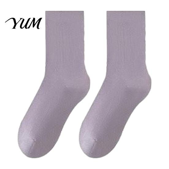 Loose Fit Crew Socks for Women, Solid Color Mid-calf Socks, Non-binding Non Binding Diabetic Daily Yoga And Sports, Comfortable Breathable Casual Skin