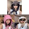 Милая Шляпа от Солнца с Кошачьими Ушками и Широкими Полями для Женщин, Летняя Защита от Солнца