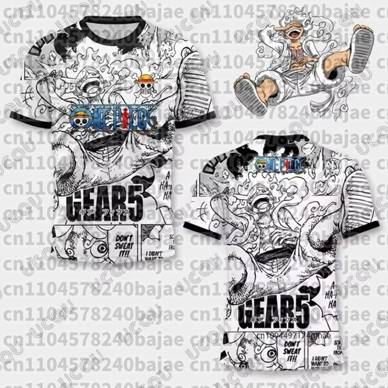 Горячий Аниме One Piece Луффи Gear5 Мужская Футбольная Майка Летняя Футболка Мужчины Винтажная Мода Спорт Женщины Пуловеры Детские Топы Футболка