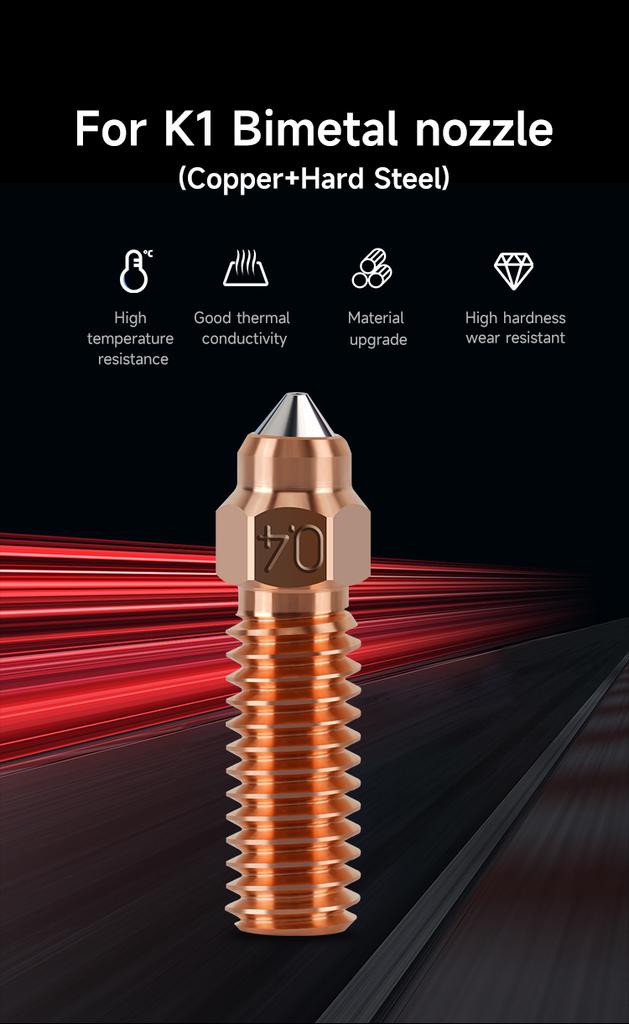 Сопла для Creality Ender 3 V3 KE K1/K1 MAX Покрытые латунью Медные Закаленная сталь 0.2/0.4/0.6/0.8/1.0мм Сопла с высоким потоком