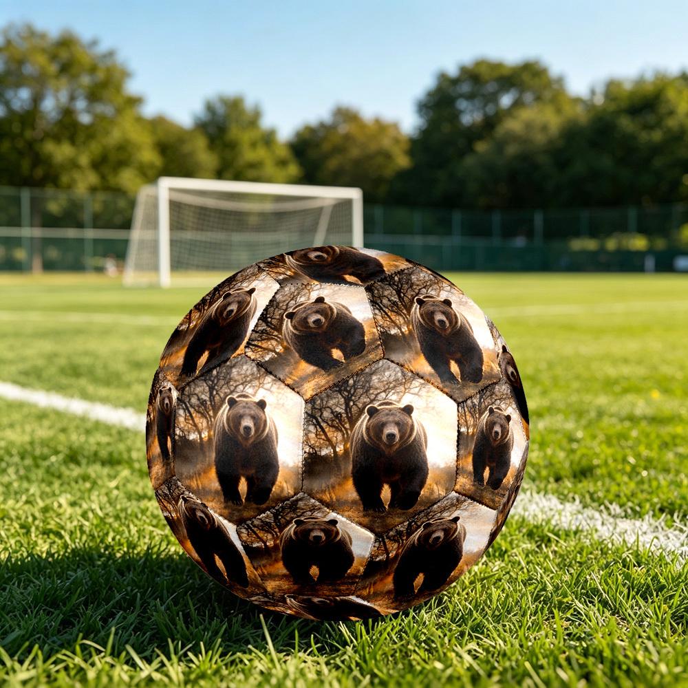 1pc Wild Bear Encounter Theme Soccer Ball Football, Size 5, Lightweight PVC, Outdoor Training Soccer Ball,Gift c6510
