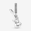 New 925 Silver Guitar Charm Beaded Chain Bracelet DIY Ladies Jewelry  Pendant Musical Fit